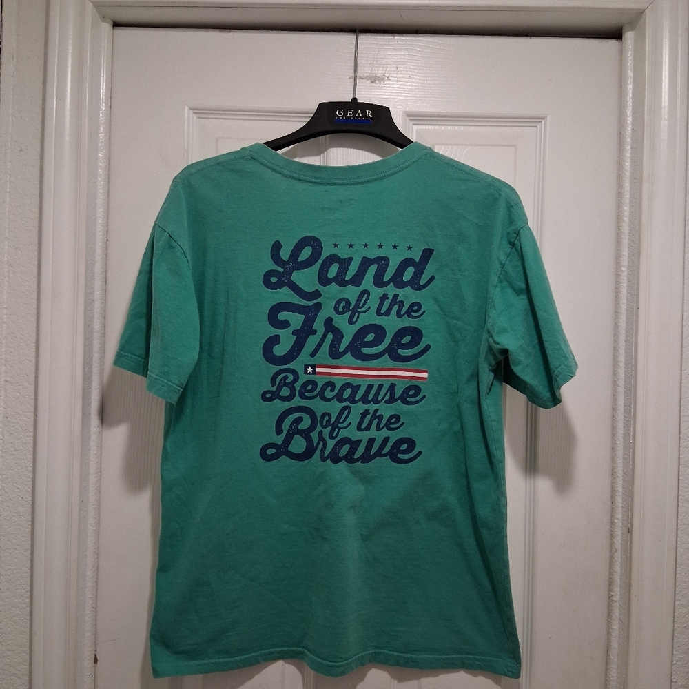Ladies Medium Short-Sleeve 'Land of the Free' Graphic Tee - Teal